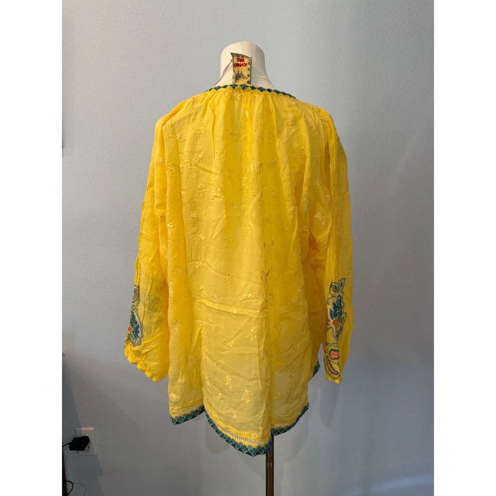 NEW Johnny Was Margot Blouse Odesa Yellow Embroidered Floral Boho Peasant XXL - Picture 6 of 13